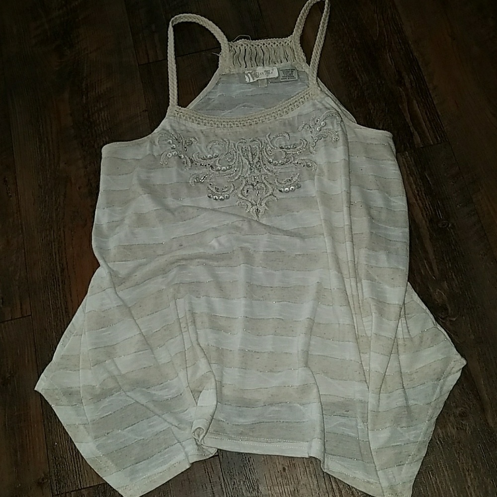 Miss Me bling shark bite style tank top M